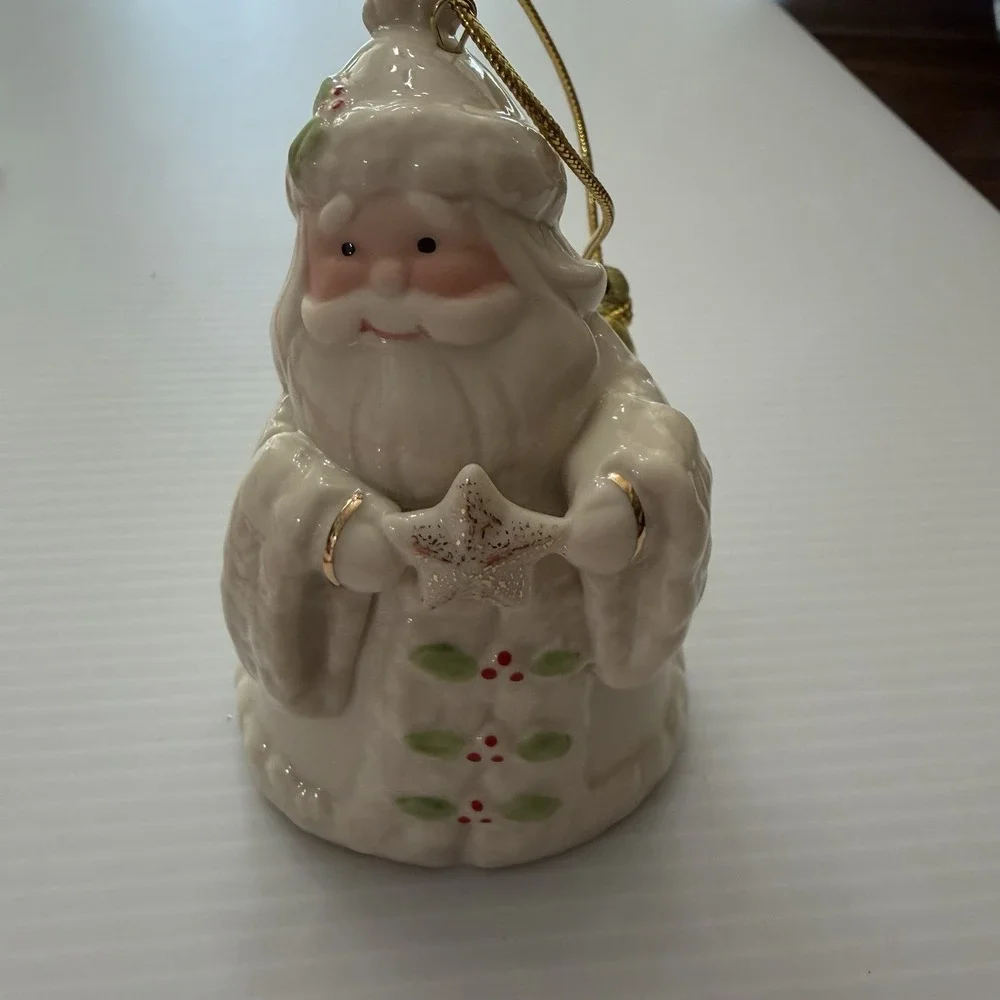 Vintage Lenox Porcelain Santa Ornament Holding Star White Robe